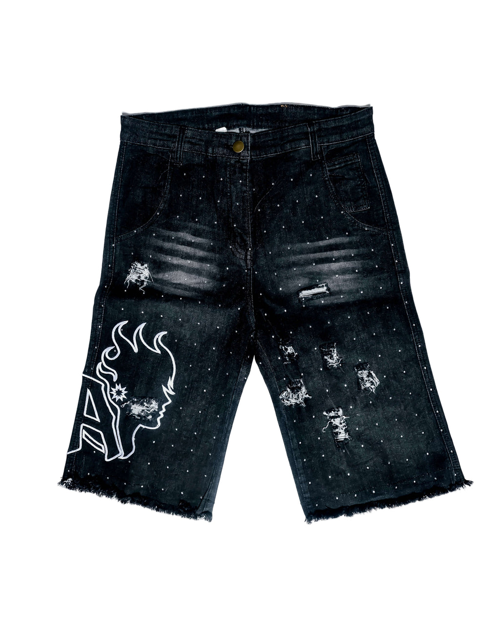 Black Rhinestone Jorts