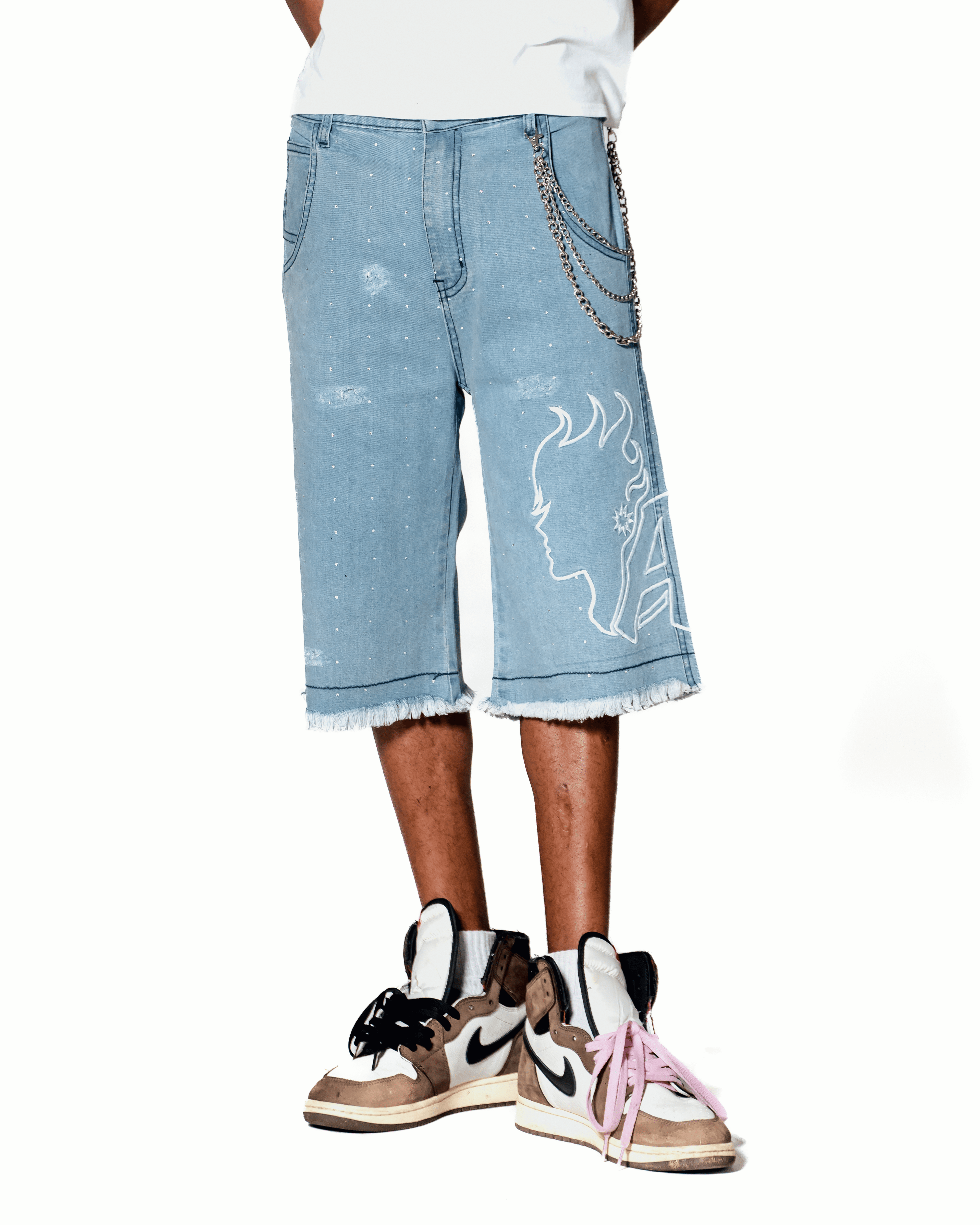 Blue Rhinestone Jorts