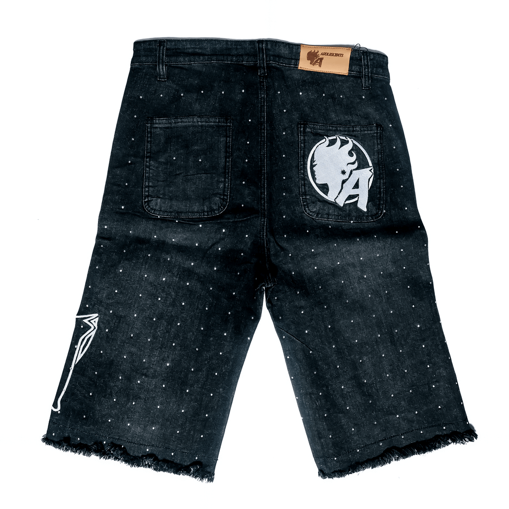 Black Rhinestone Jorts